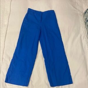Ann Taylor Petite Wide Leg Vibrant Blue Linen Pants